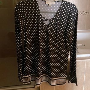Michael Kors polka dot black & white long sleeve tunic blouse